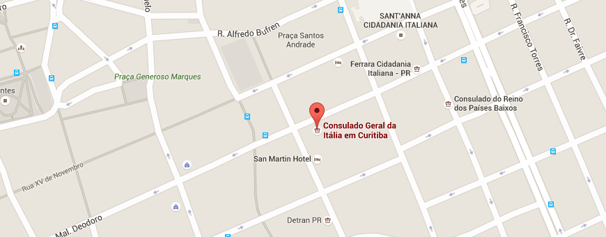 Mapa Consulado Italiano de Curitiba