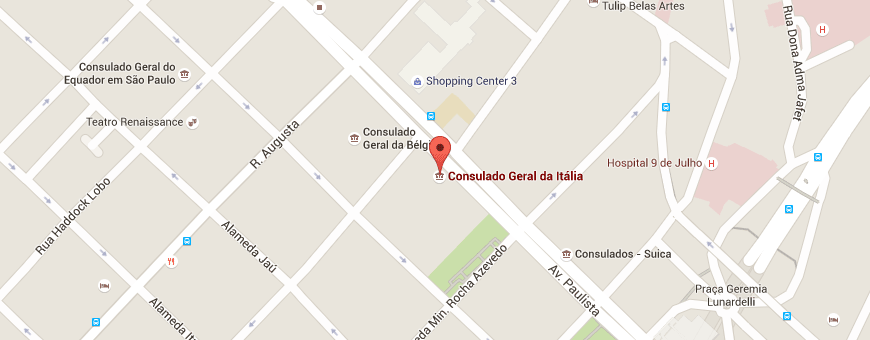 Mapa Consulado Italiano de São Paulo